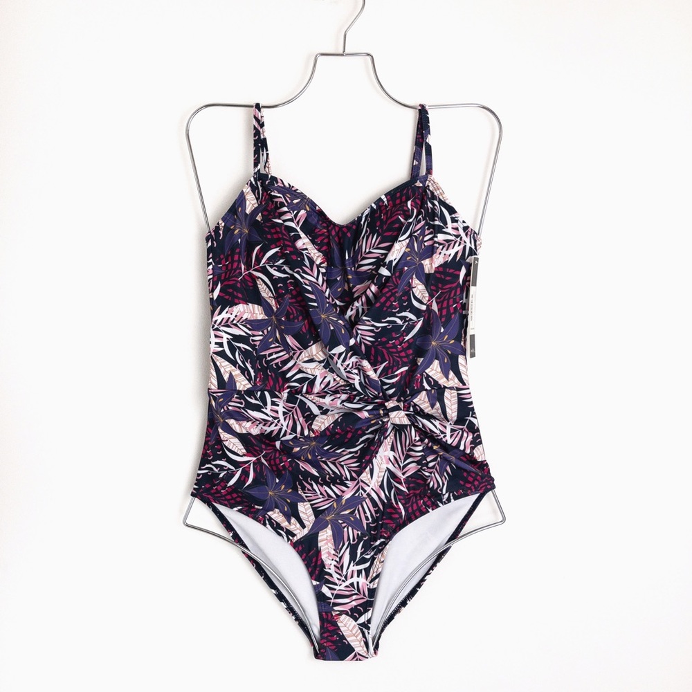 Nicole Miller • Bandeau with Drape / Twist Knot One Piece Swimsuit